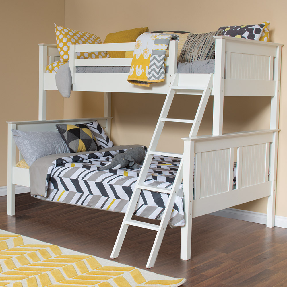 Dakota Twin Over Full Bunkbed - Cute, white bed with wainscoting