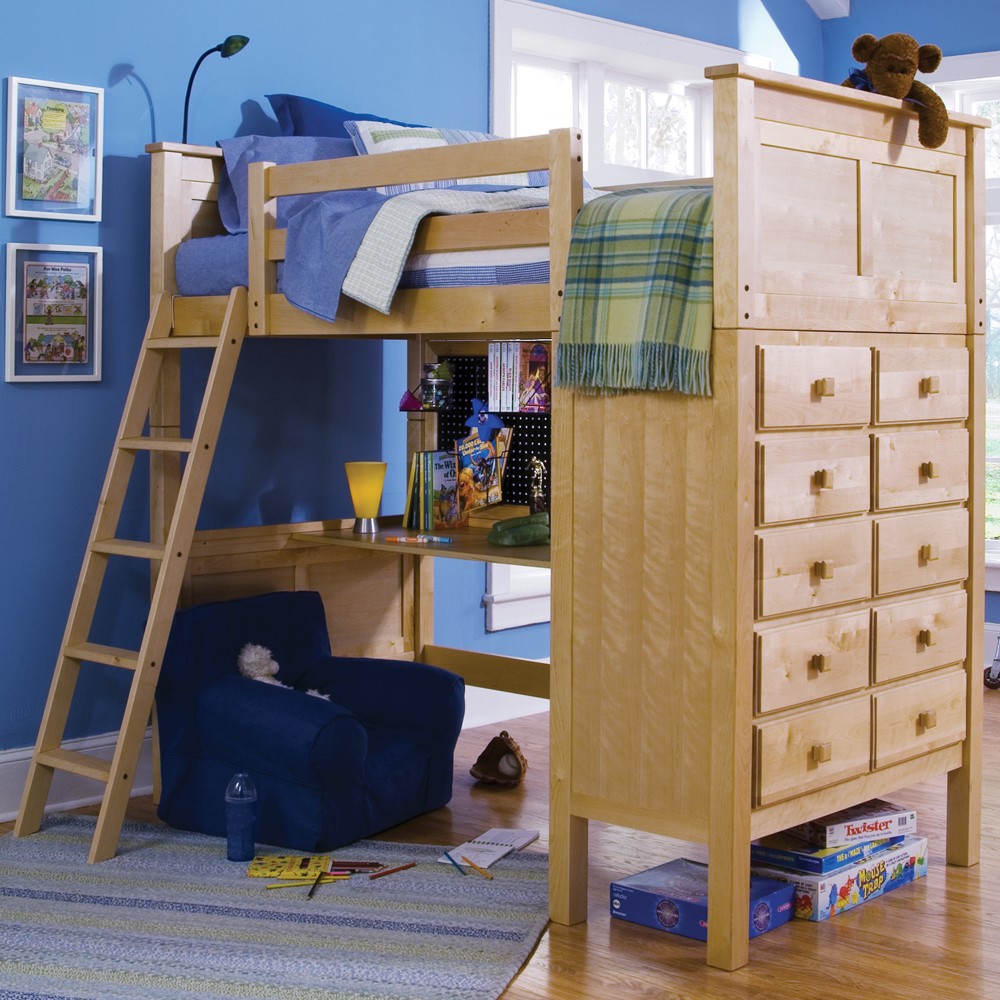 Natural Birch Kenai Loft Bed with Dresser