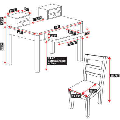 Modeno Student Desk with Chair Spec